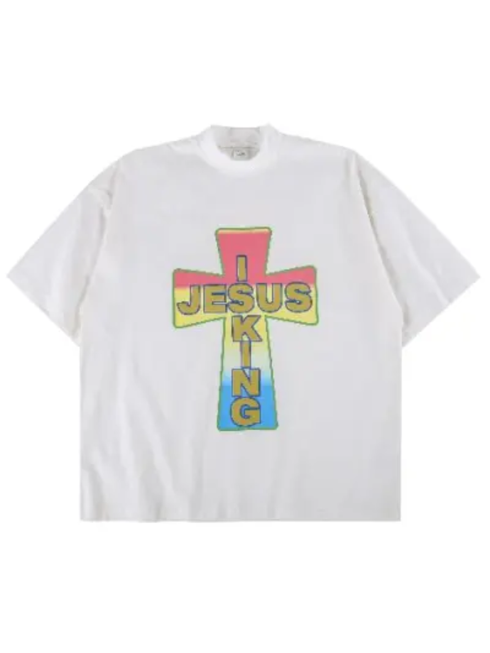 Jesus is King White Print T-Shirt