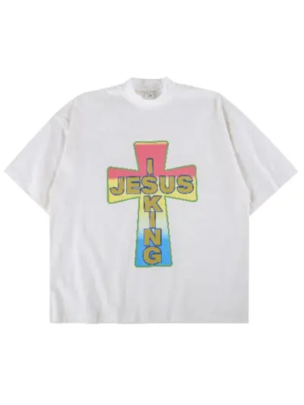 Jesus is King White Print T-Shirt - Image 2